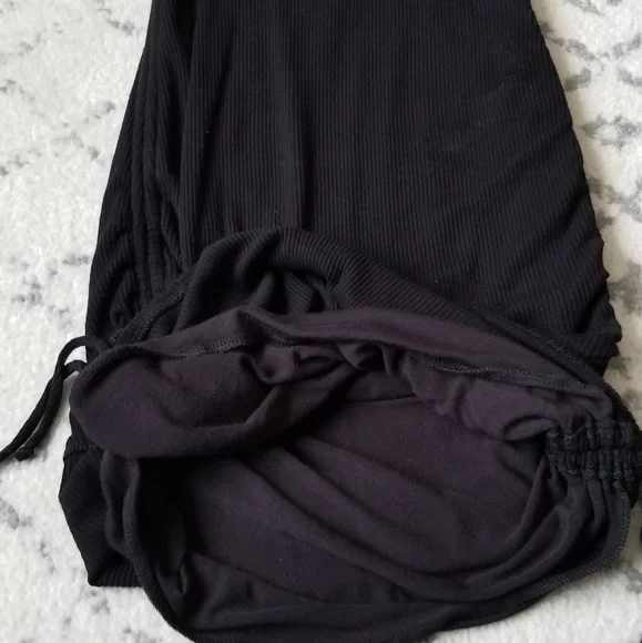 Windsor Ribbed Cinched Black Tank Dress Sz L - Picture 8 of 13